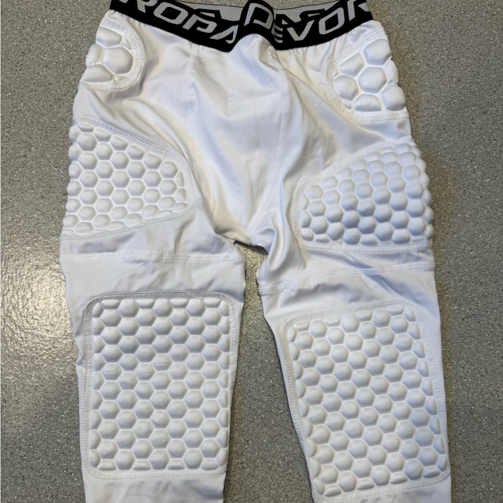 Boys Football Girdle White Padded 3/4 Compression Leggings